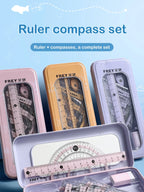7 Pcs/Set Mathematical Rulers Set - Multi-function Professional Compass Ruler Drawing Tools, School Supplies Students Stationery