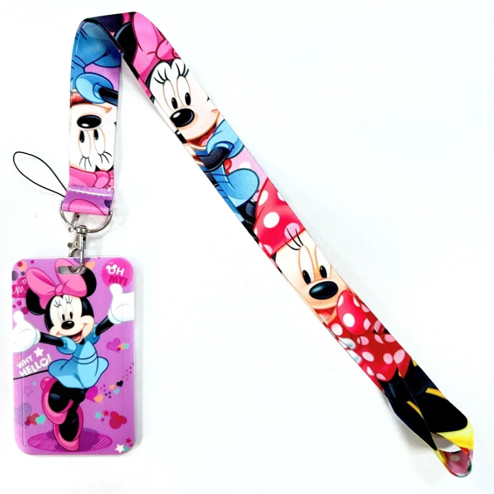 Disney's Credential Holder Mickey Mouse Lanyard Bear Phone Rope ID Card Badge Holder Princess Neck Strap Cartoon Keychain Gift