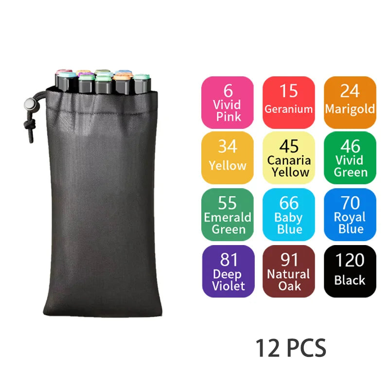 24-262 Colors Alcohol Drawing Markers Dual Tip Permanent Art Sketch Markers for Illustration School Supplied