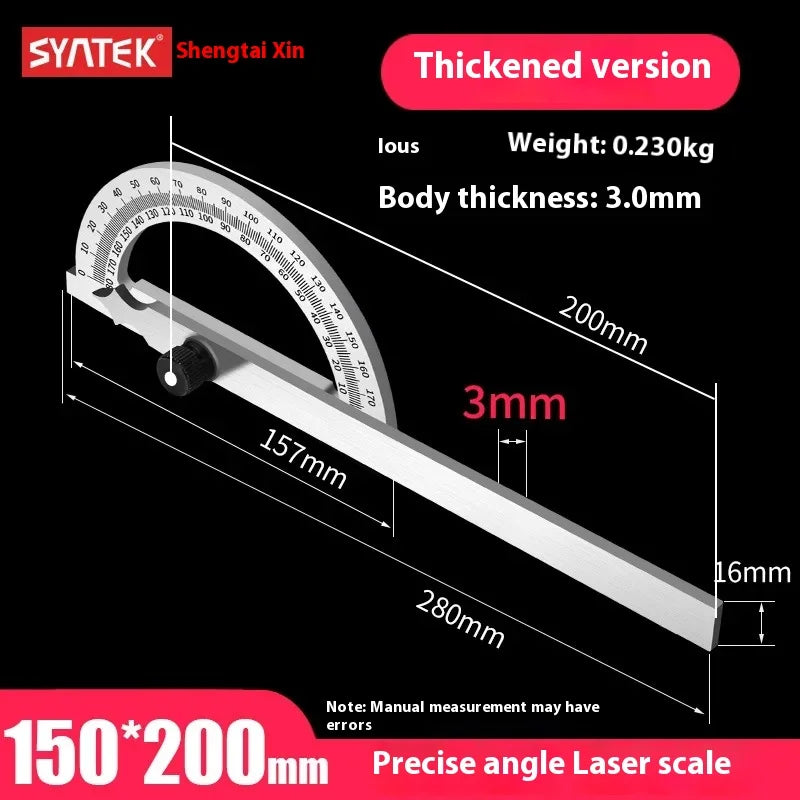 High Quality Stainless Steel Angle Finder Ruler High Precision 0-180 Degree Thickened Protractor for Woodworking Construction