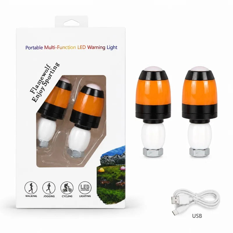 2Pcs Bicycle Handlebar Plug LED Light Intelligent Turn Signal Waterproof MTB Bar End Warning Lamp Night USB Rechargeable