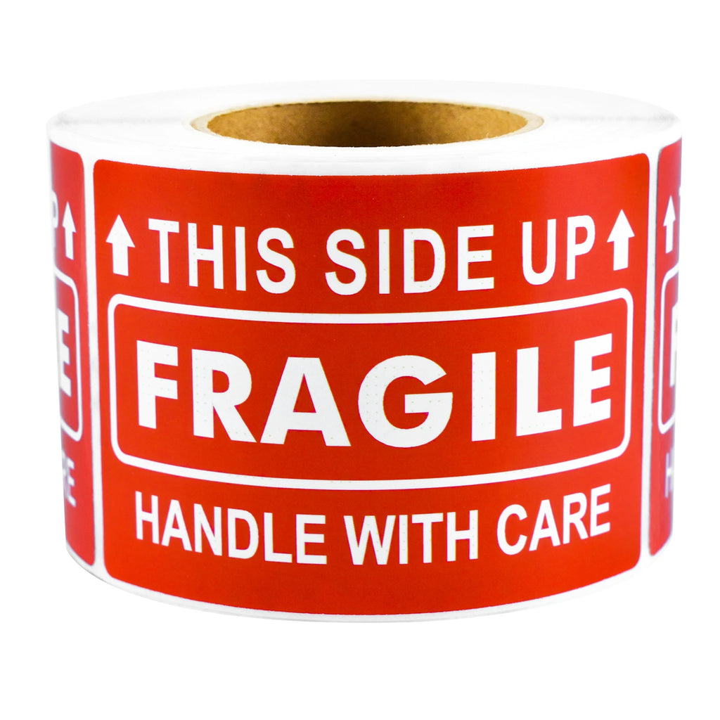 300 Sheets Per Roll/2*3In. Fragile on This Side, Handle with Care. Red Warning Stickers. Warning Box Packaging. Shipping Adhesive Labels. Shipping Warning Label Stickers, Handle with Care Label Stickers