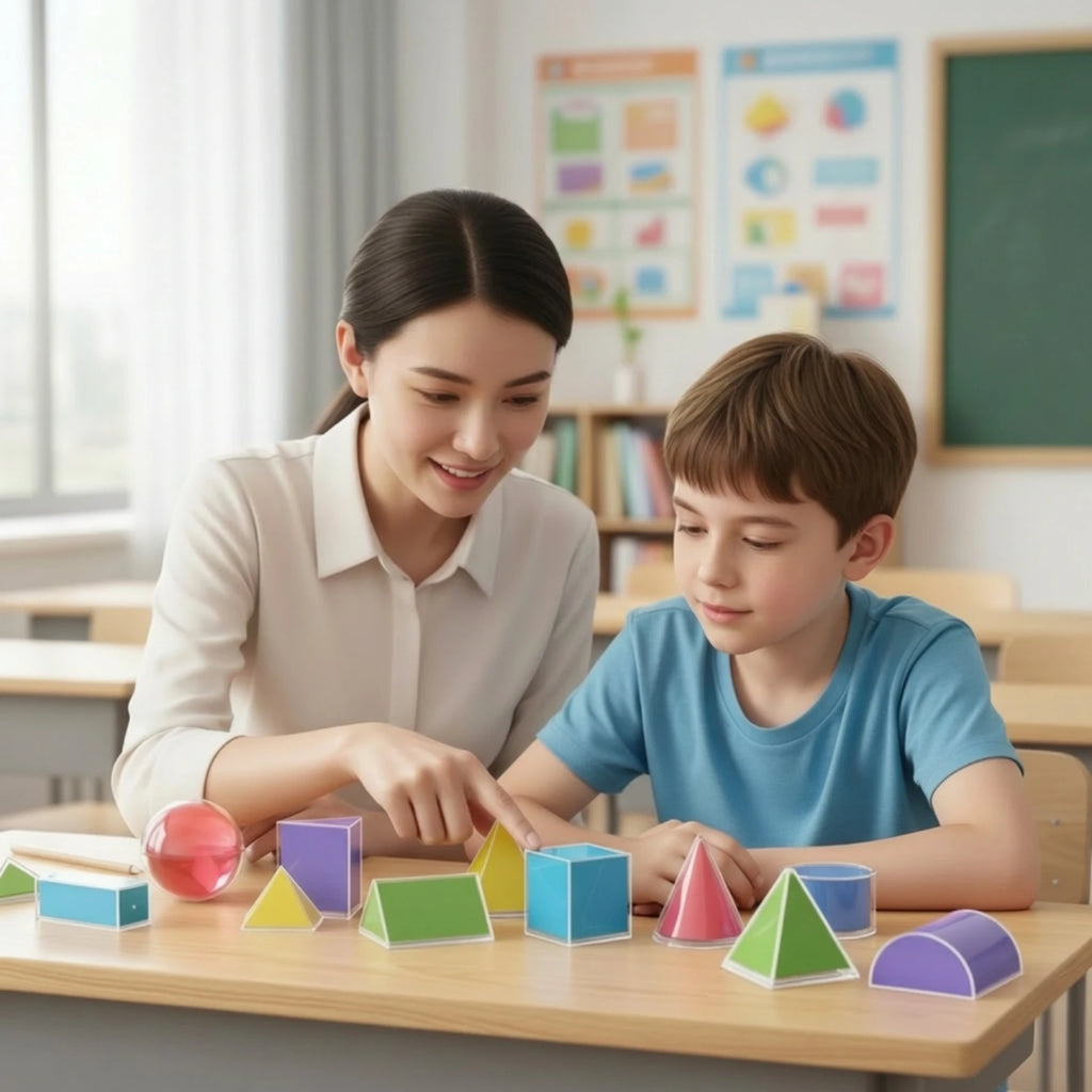 24 Pieces Geometry Teaching Model Kit Transparent Geometric Shapes with Storage Box Geometry Manipulatives Clear for Teachers