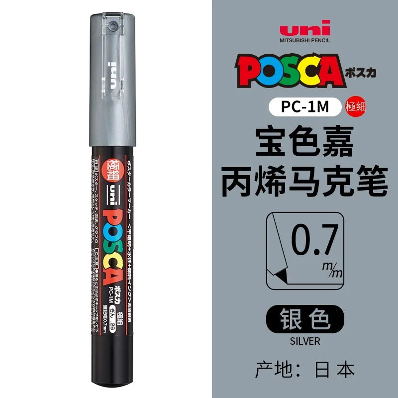 uni POSCA POP Water-Based Marker,Assorted Colors PC-1M/3M/5M 0.7~2.5mm Tips Professional Acrylic Paint Pen for Artists&Designers