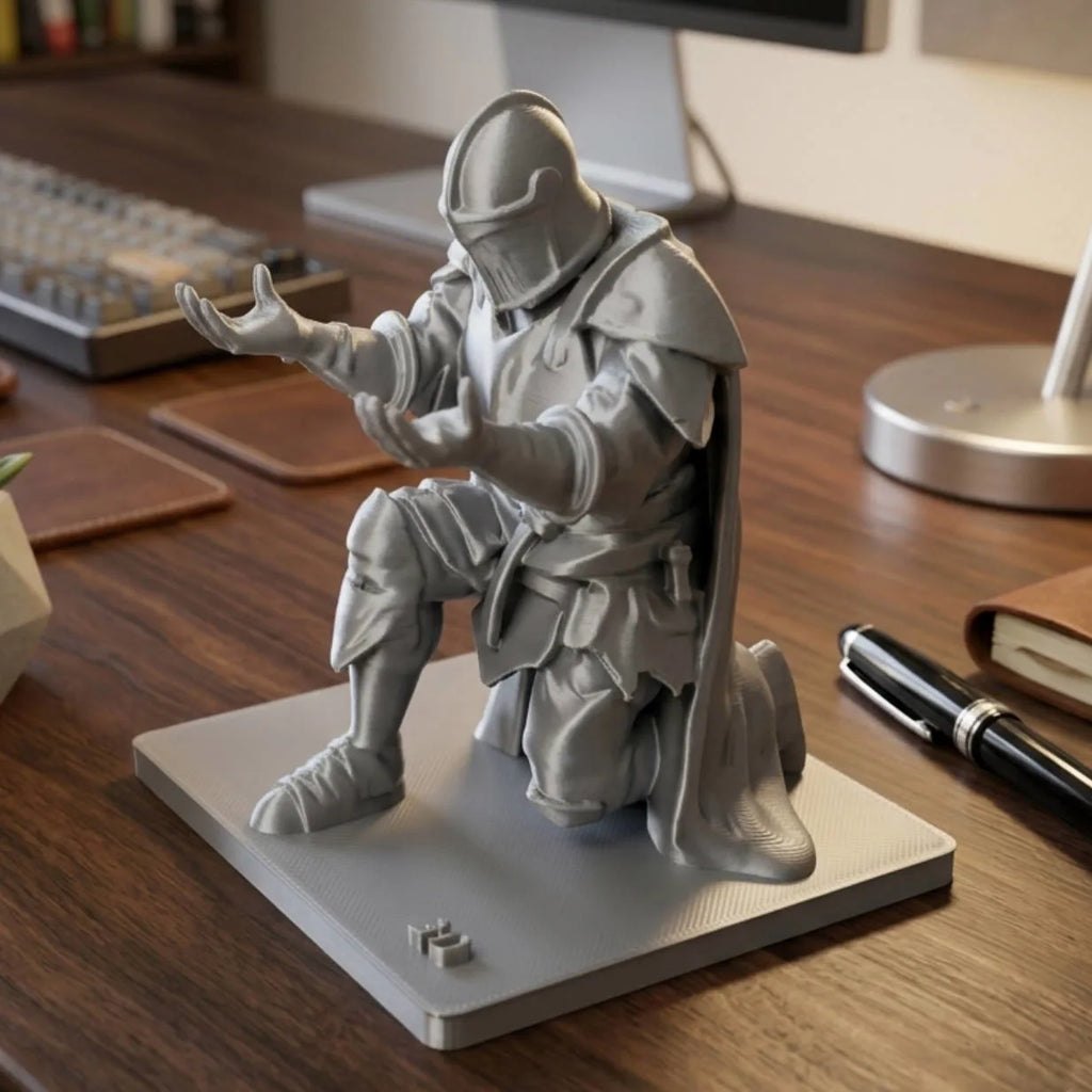 (9*7.6cm) 3D Printed Medieval Knight Pen Holder Black Silver Warrior Statue Desk Organizer Creative Office Decor Stationery Gift