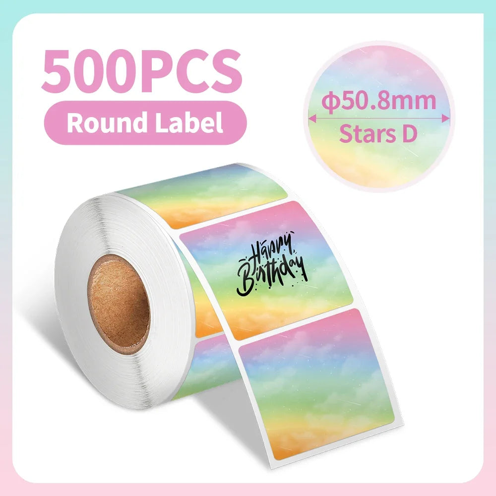500-1000 Pcs Phomemo Thermal Label Paper Round Sticker Waterproof Label for Gift Kids Stickers School Supplies for 241 Printer