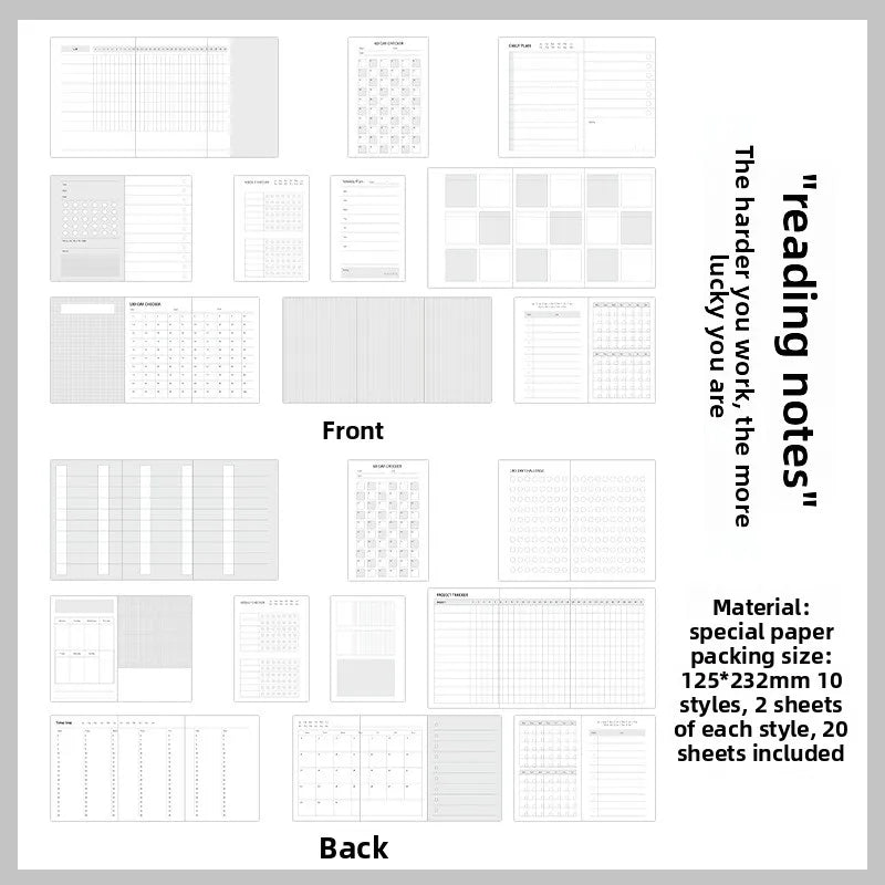 A7M5 Two Size 20Sheets Loose Leaf Inner Page Notebook Refill Spiral Weekly Monthly To Do Inside Paper Stationery