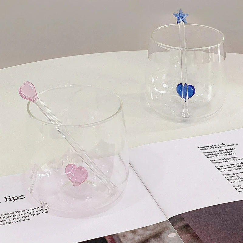 Glass Stirring Rod Moon Star Shape Stir Bar Coffee Cocktail Mixing Sticks Home Party Transparent Aesthetic Cocktail Muddler
