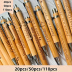 20/50/110PCS Customizable Bamboo Ballpoint Pens Smooth Writing Ideal for School Teachers Offices Advertising Promotional Pens