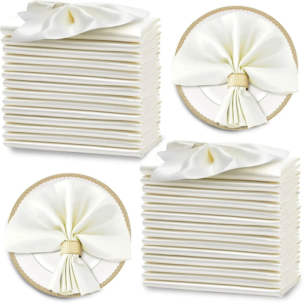 12 Pack Satin Cloth Napkins, 30x30cm Silky Wedding Napkins Cloth, Luxury Dining Table Cloth Napkins for Birthday Holiday Party