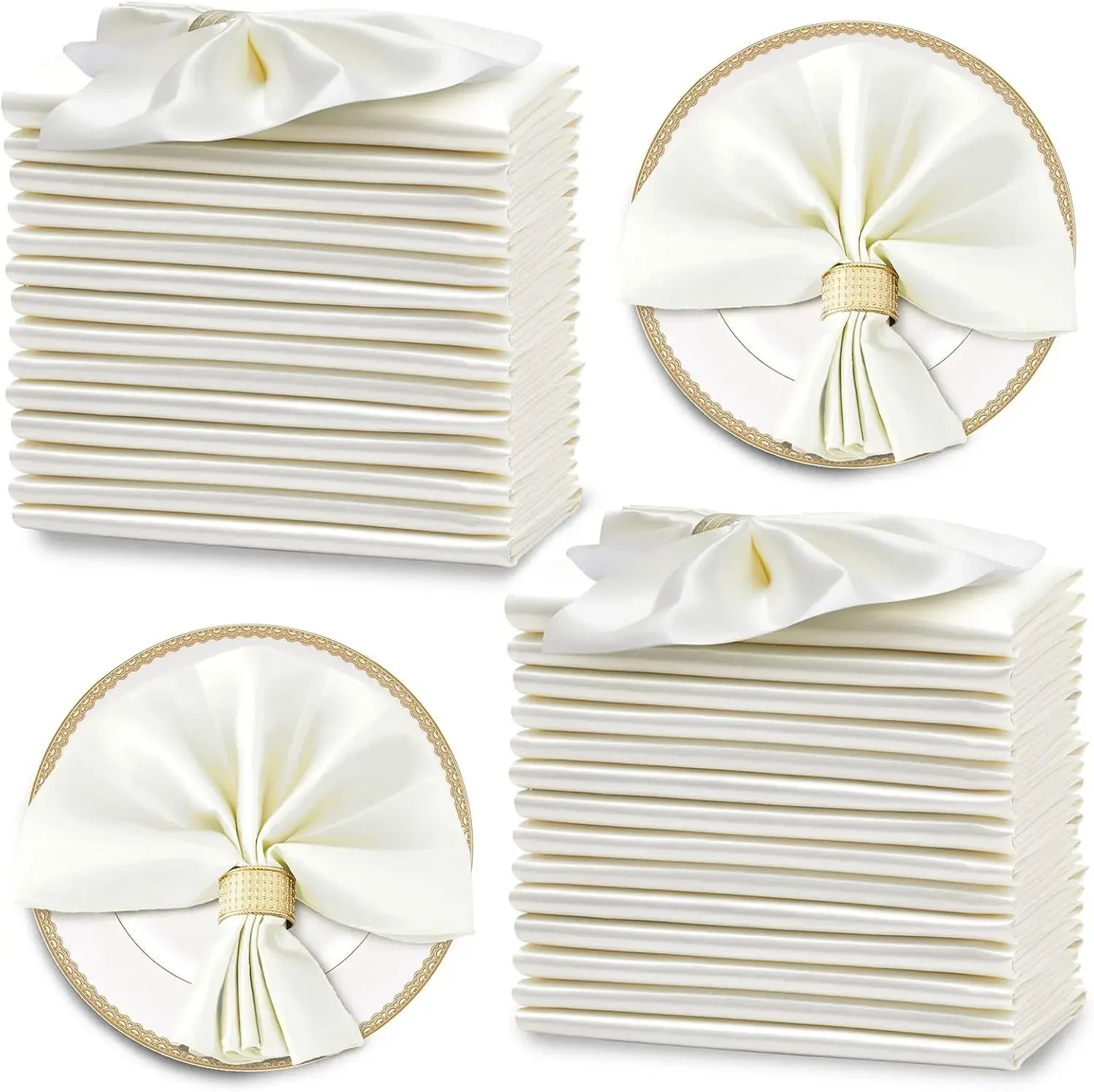 12 Pack Satin Cloth Napkins, 30x30cm Silky Wedding Napkins Cloth, Luxury Dining Table Cloth Napkins for Birthday Holiday Party