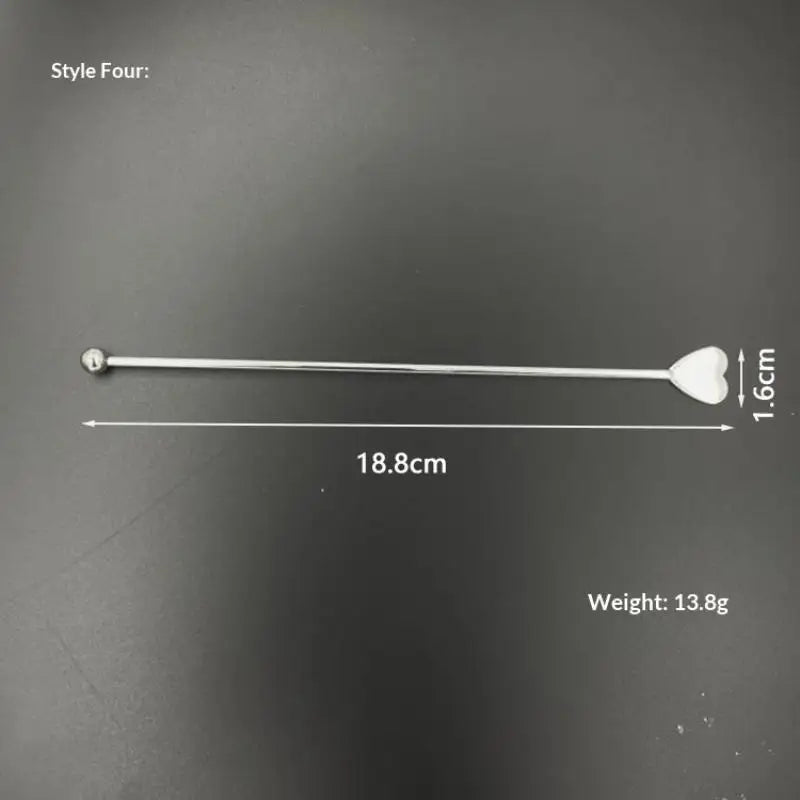 ♩Stainless Steel Stirring Stick Long Handle Bar Spoon Star Heart Shape Cocktail Stirrer For Coffee Milk Tea Home Cafe Decor 1PC
