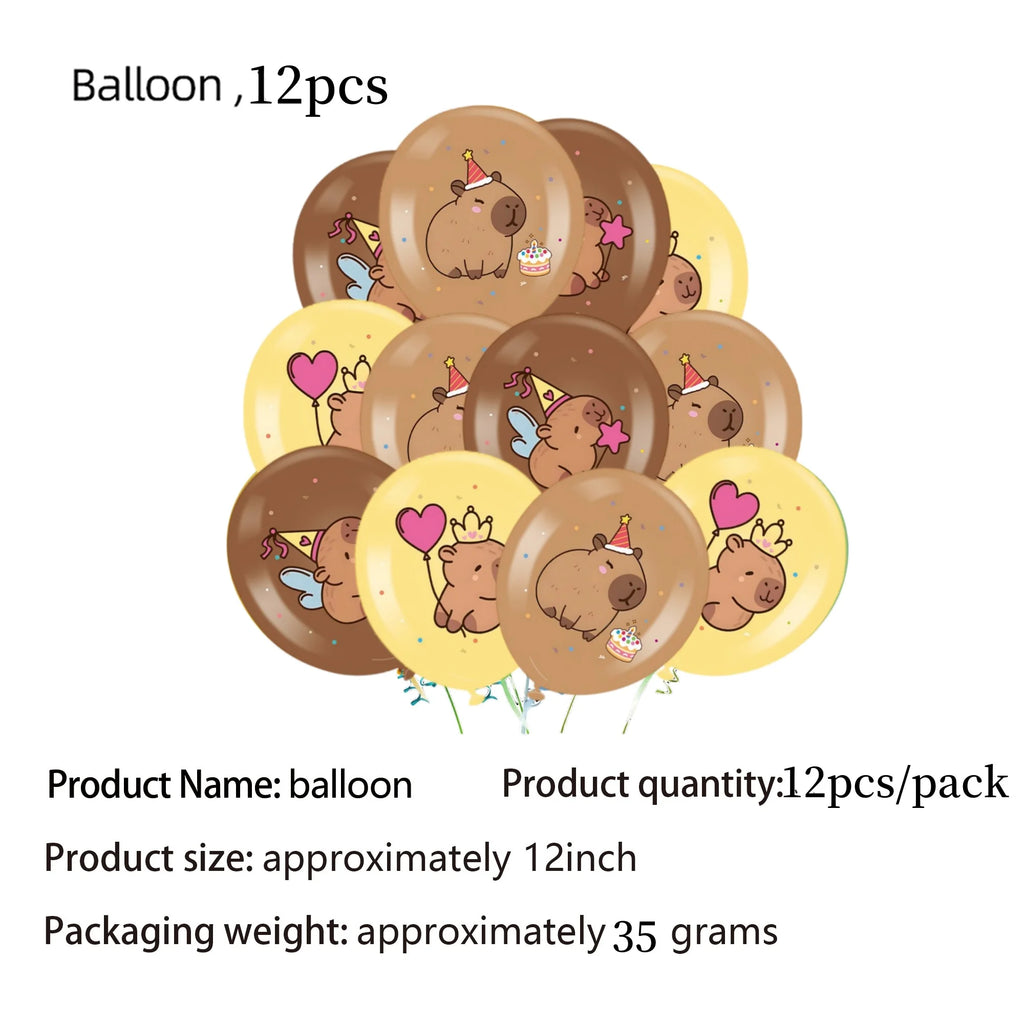 Birthday Decoration Capybara Birthday Invitation Card Cup Tablecloth Plate Napkin Poster Baby Shower Birthday Girl Party Favors