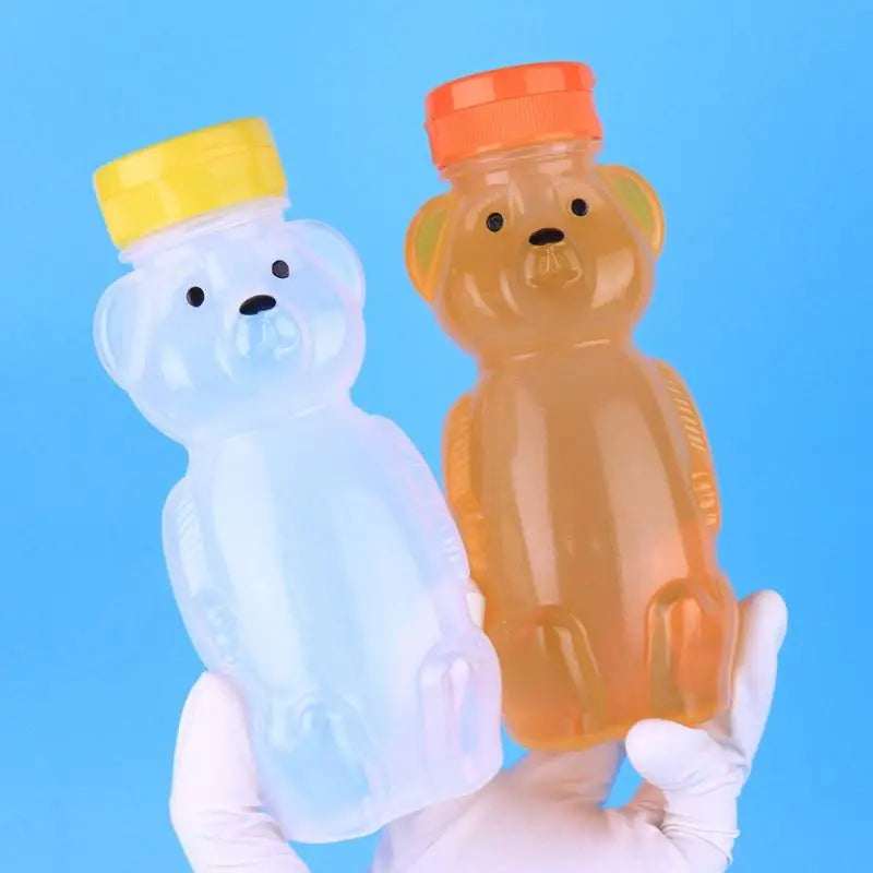 Cute Bear Shaped Bottle Plastic Drink Container Cartoon Honey Bear Straw Cup with Flexible Straws for Milk Juice Honey Storage