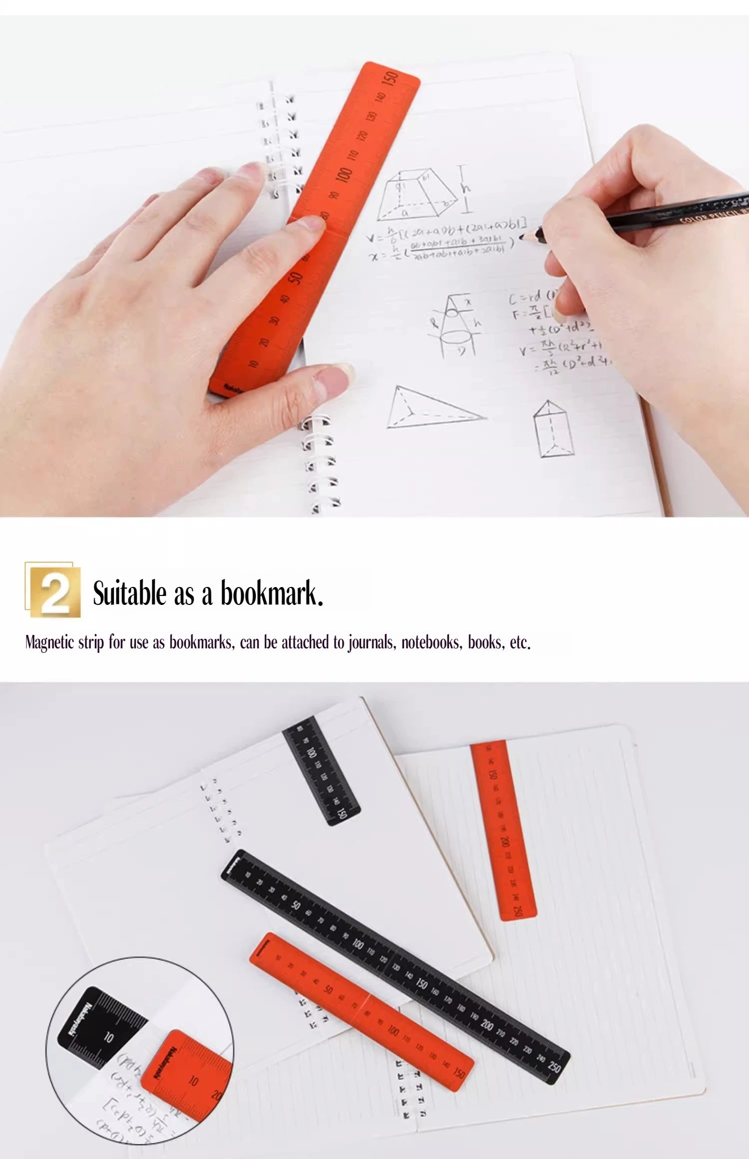 150/250mm Bookmark Rulers Flexible Folding Soft Magnetic Ruler Protable Foldable Pvc Magnetic Rulers Art Tools School Supplies