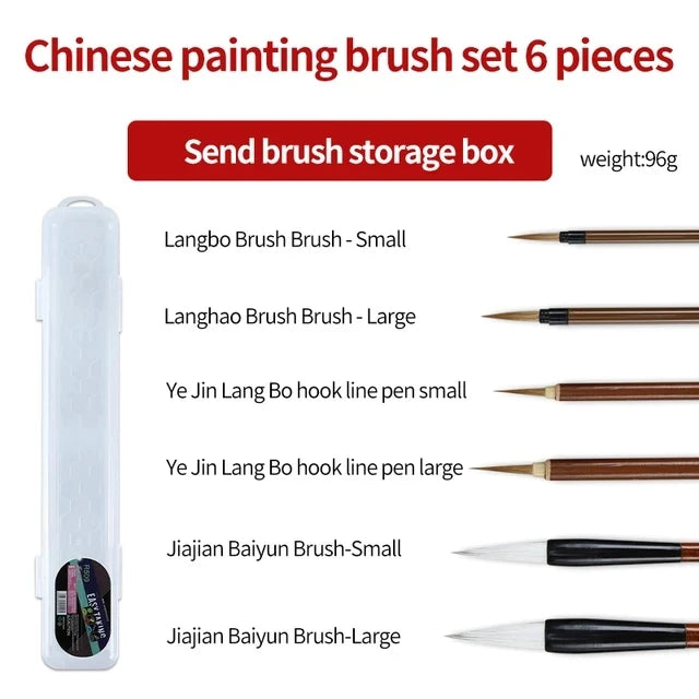 6/9/ 12/ 16 Chinese Painting Brush Beginner Calligraphy Drawing Bamboo Pen Curtain Felt Rice Paper Set Landscape Drawing Writing