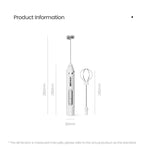 MHW-3BOMEBR Rechargeable Milk Frother Handheld Electric Foam Maker Stainless Steel Whisk Drink Mixer Foamer for Latte/Cappuccino