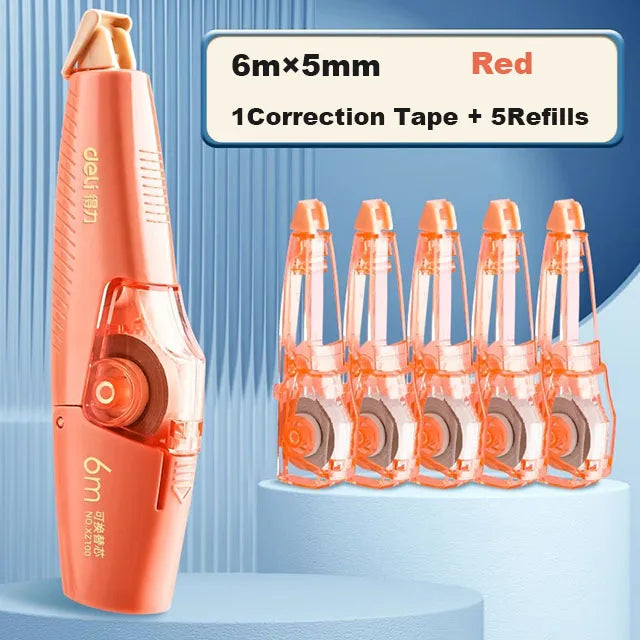 Deli Correction Tape 6m*5mm Large-capacity Correct Pen Diary Scrapbooking Student School Office Supplies Roller Correction Tape