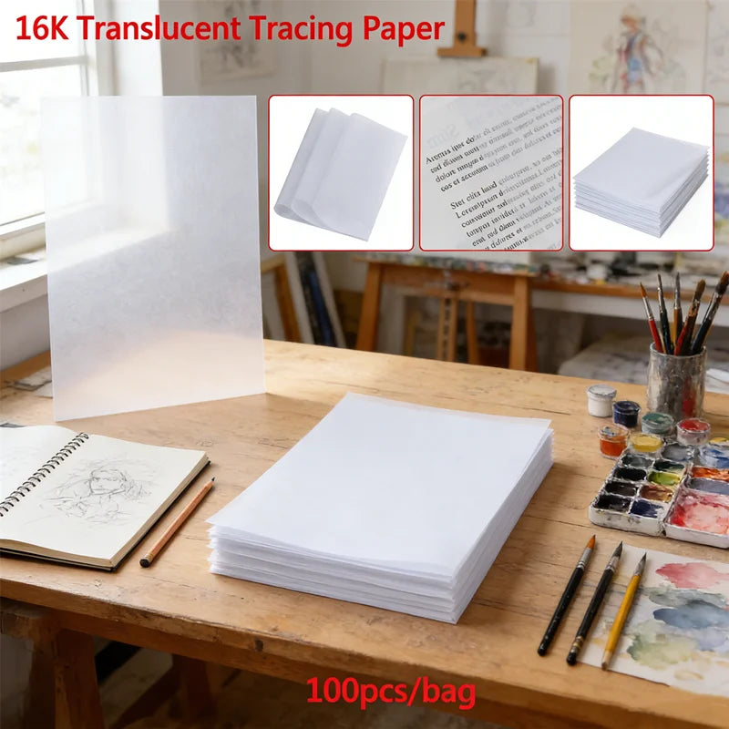 19cm*27cm NEW Professional Tracing Paper 100pcs, Translucent Sheets for Calligraphy & Drawing, Copying Paper for Craft Projects