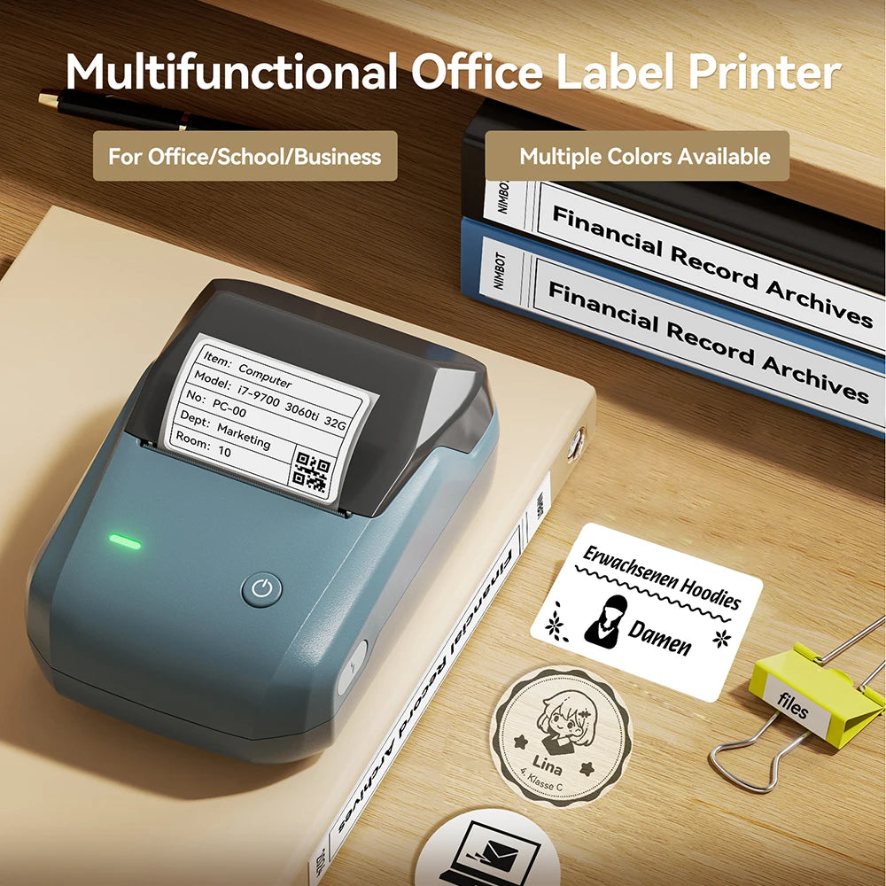 Portable Niimbot B1 Wireless Label Maker Adhesive Sticker Printer Labeling Machine DIY 20-50mm Labels for Office Home