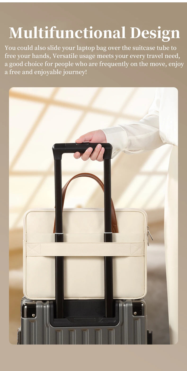 Laptop Bag Women Slim Briefcase Notebook Carring Case for MacBook Air 13 Pro 14 M4 Huawei Matebook Lenovo Acer Xiaomi 15.6 inch