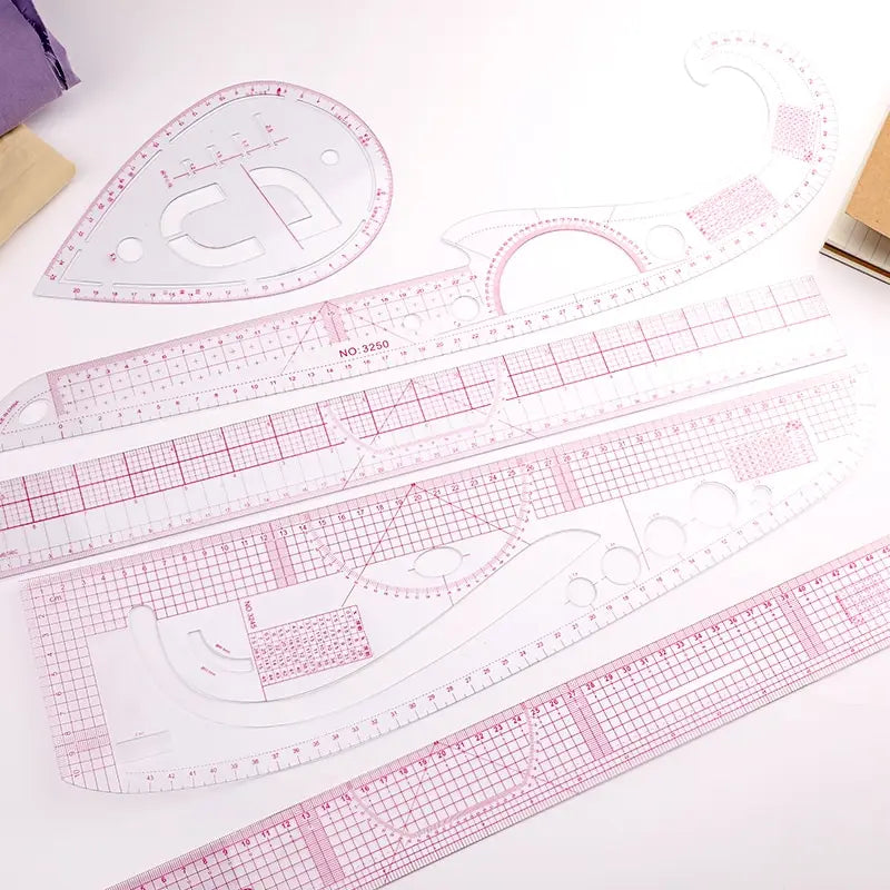 KRABALL French Curve Ruler Soft Patchwork Ruler Measure Tailor Ruler Drawing Template DIY Sewing Accessories Tool Kit 6 PCS