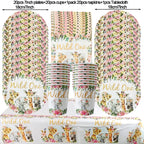 Pink Gold Animal Wild One Birthday Party Tableware Set Forest Decoration One Birthday Jungle Safari Party Supplies