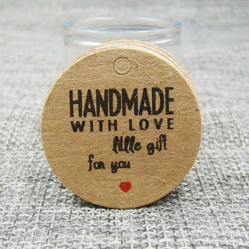 various paper gift hang tag 100pcs per lot thank you kraft gift packing tag handmade with love products price tag