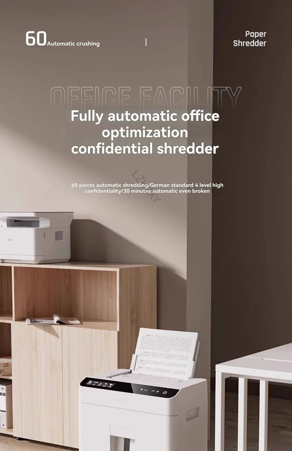 High-capacity Office Shredder with Five-level Security and Shredding Function It Can Shred Large Volumes of Documents and CDs
