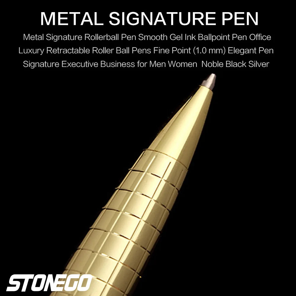 STONEGO Capless Ballpoint Pen, Simply Twist Roller Ball Pen Black Gel Ink Medium Point 1.0mm Smooth Writing Signature Pens