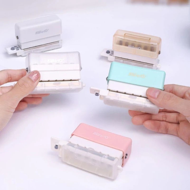 KW-TRIO Mini Portable Multi-Color Punch Hole Binder Punch 6-Hole Punch Multi-Functional Study Organizer Hole Punch