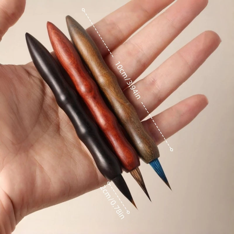 Animal Hair Fine-Tip Brush Portable Calligraphy Brush for Travel Small Regular Script Watercolour Painting Outline Pen