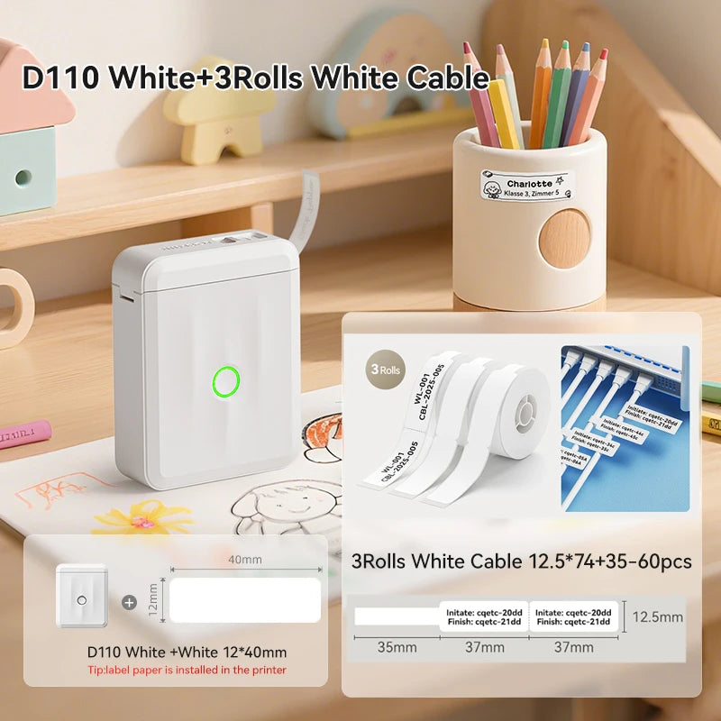 NIIMBOT D110 Upgraded Version Thermal Label Printer Mini Portable Name Tag Label Maker With Tape for Office Home Kitchen School