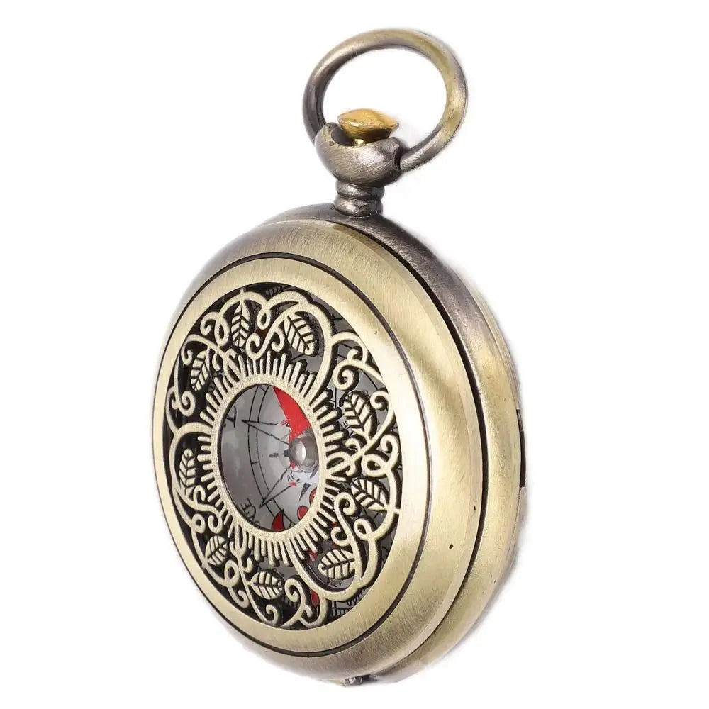 Brass Material Portable Pocket Compass Copper Gold Color Outdoor Compass Retro Style Luminous Display Camping Compass