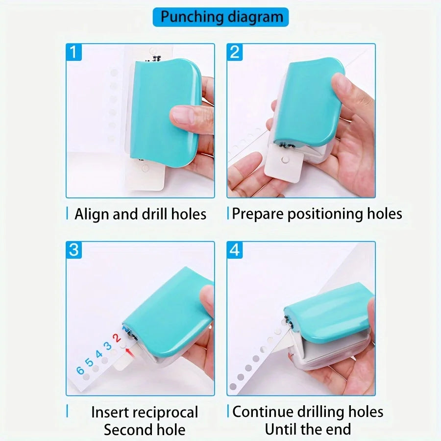 1pc 6-Hole Punch, Loose-Leaf Book DIY Binding Supplies, Notebook Journal Binding Office Paper Cutter-Office