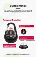 KANPAS Carabiner Compass Ball,Innovative Dual Dial Outdoor Compass,Waterproof Lightweight Backpacking Luminous Compass CA-V30(L)