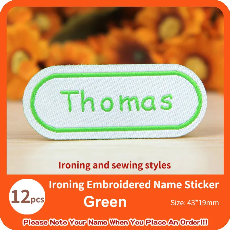 Custom Thermal Embroidery Iron Name Tag Sticker Personalized Washable Sewing Clothing Children Stickers Clothes Babysuit Labels