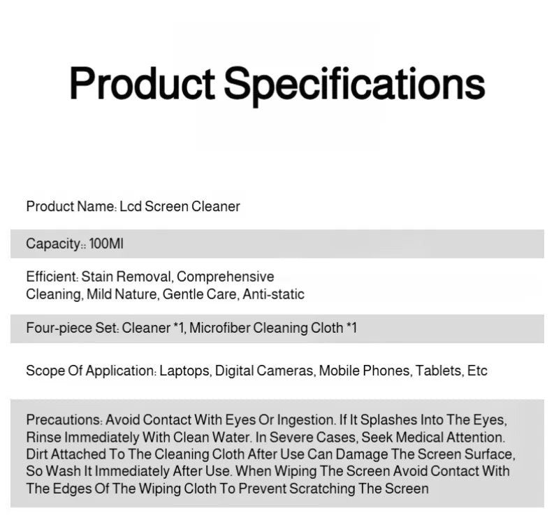 Screen Cleaner Spray Kit with Microfiber Cloth Anti-Fingerprint Polish Coating for Phone Tablet Camera Screen Cleaning Protectio