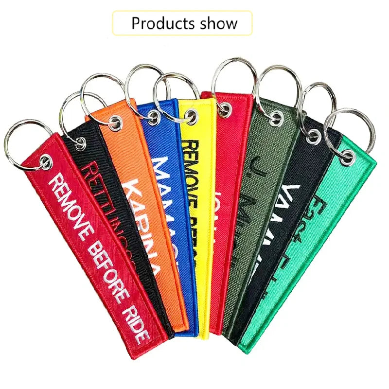 Customized Key Chain Tag Motorcycle Outboard Double Sided Embroidered Keychain
