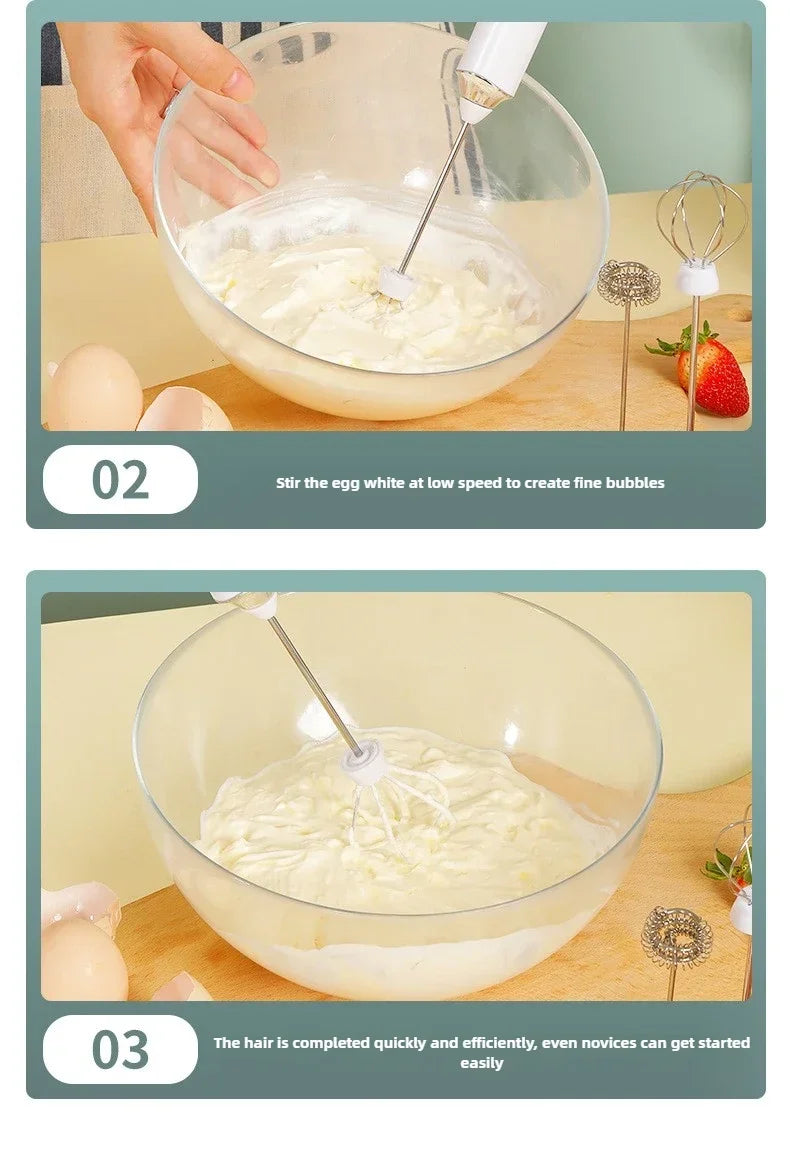 Egg Beater Handheld Electric Milk Frother Maker Drink Foamer Mixer Coffee Creamer Whisk Frothy Stirring Home Kitchen Gadgets