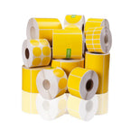 Yellow Color Adhesive Sticker, Round Thermal Barcode Sticker by Roll, Direct Thermal Print Shipping Label