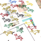 10-100pcs Creative Colorful Dachshund Paper Clips Cartoon Creative Metal Animal Special-shaped Bookmark Clip Paper Clamps
