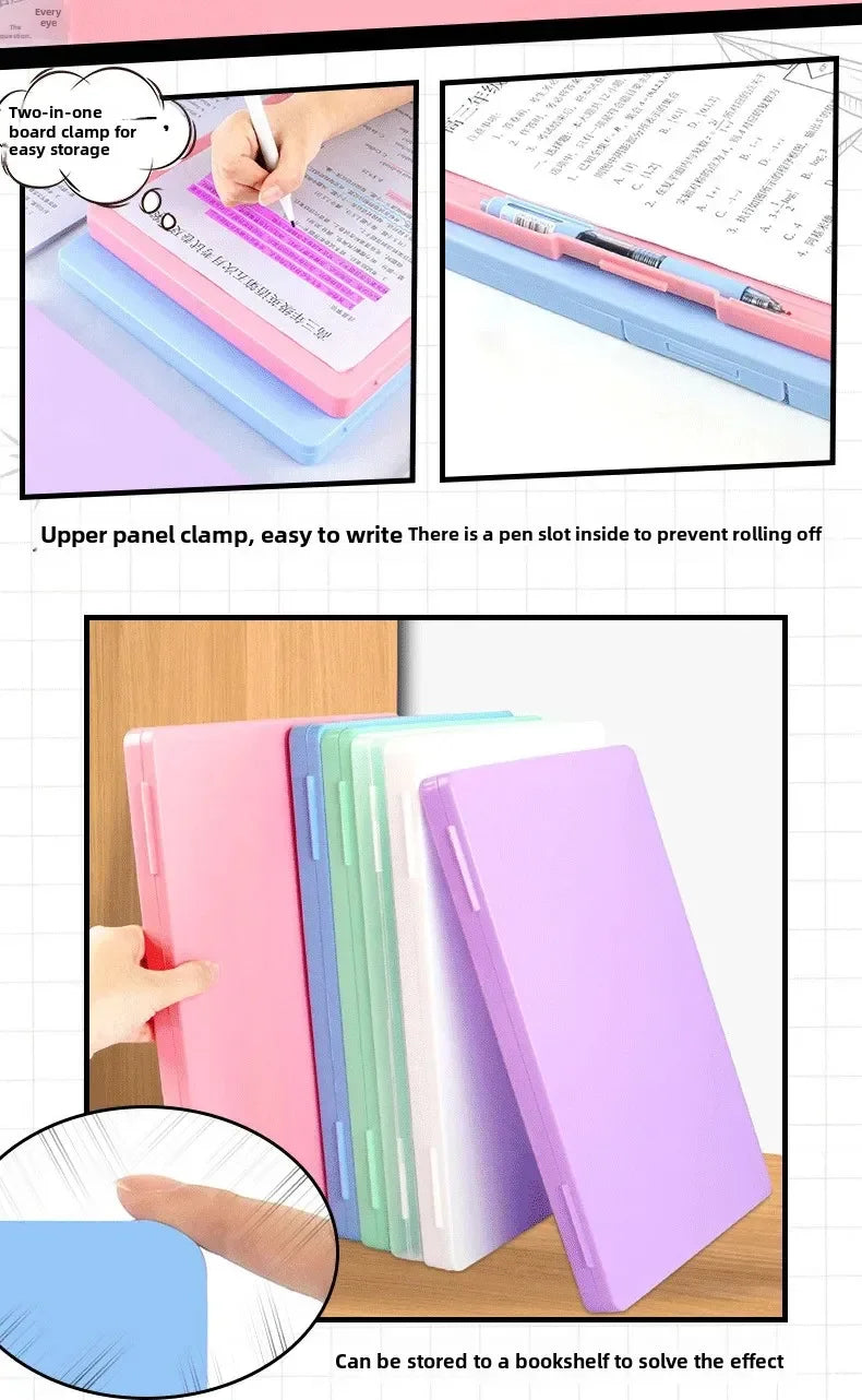A4 Transparent File Box High Aesthetic Student Test Paper Simple Large Capacity Storage Box Writing Board Office Supplies