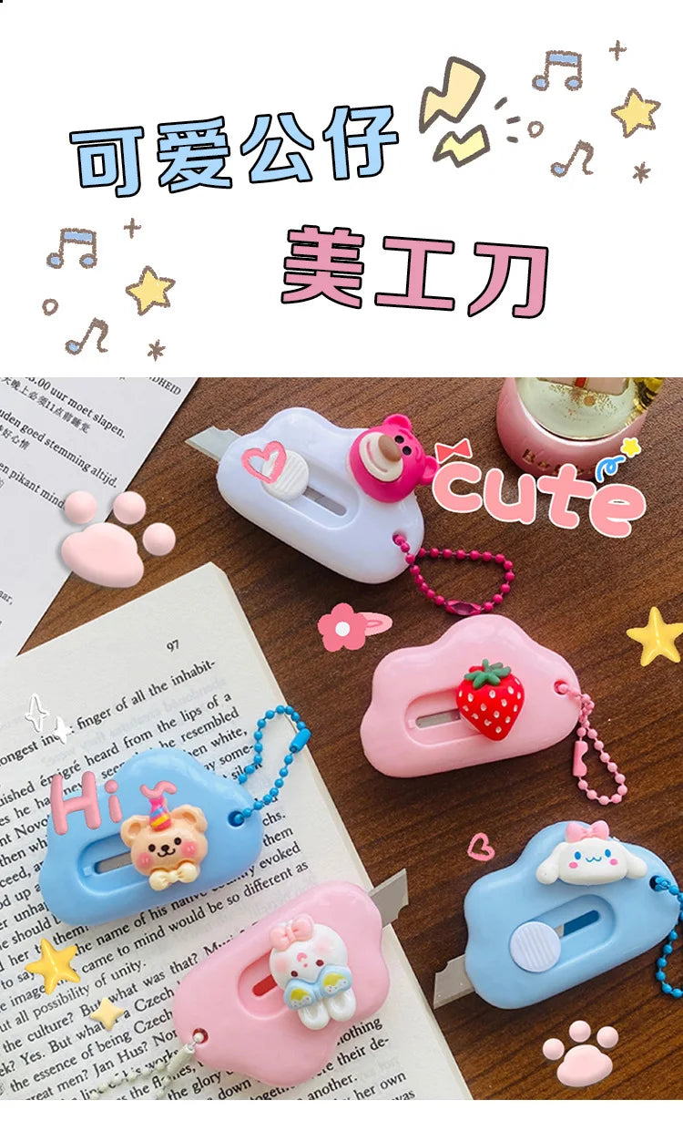1pc Dopamine Cloud Mass Letter Opener Cartoon Cute Utility Knife Student Mini Box Cutter Hand-made Sharp