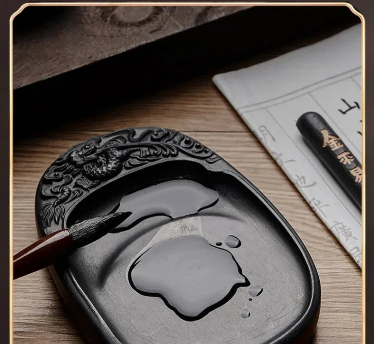 Calligraphy Inkstone Natural Raw Stone Duan Inkstone Chinese Style Brush Writing Painting She Inkstone Vintage Desktop Ornaments