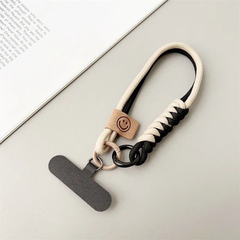 INS British Style Contrasting Woven Phone Lanyard Short Handheld Trendy Phone Case Wrist Rope Doll Luggage Pendant Hanging Rope