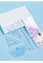 Deli 4pcs/set Transparent Soft Ruler Flexible Straight Triangle Rulers Protractor for Home Office Drawing Maths Measuring Tool