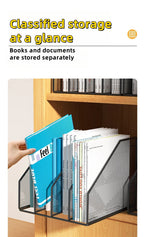 3 or 4 Slot Desktop File Organizer Metal Mesh Magazine Book Document Holder Black White for Office School Home Students Teachers
