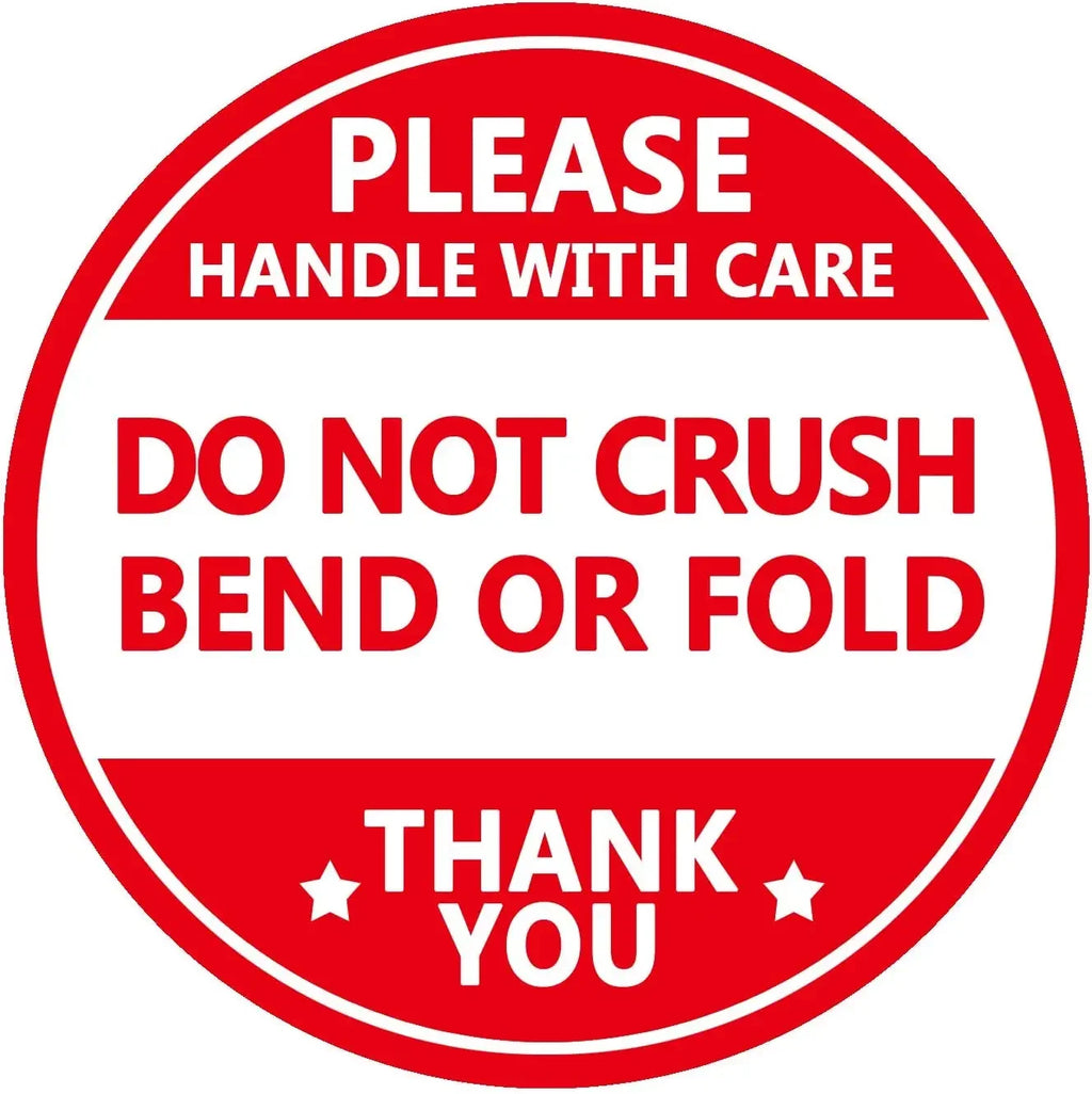 60 PCS 2 inch Pink Round Do Not Crush Bend or Fold Handle with Love Stickers Shipping Mailing Cartons Envelops Adhesive Labels