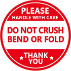 60 PCS 2 inch Pink Round Do Not Crush Bend or Fold Handle with Love Stickers Shipping Mailing Cartons Envelops Adhesive Labels